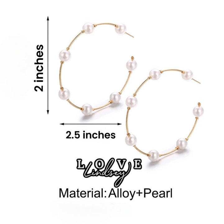 Love Lindsey Signature Pearl and Gold Hoops