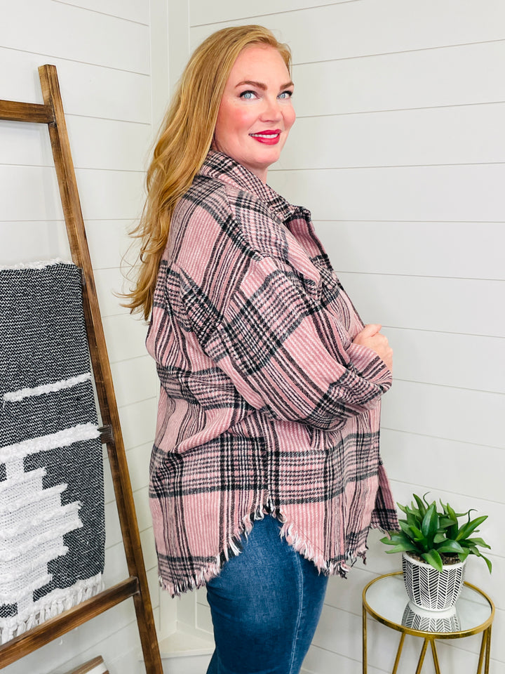 Polished In Pink Plaid Shacket