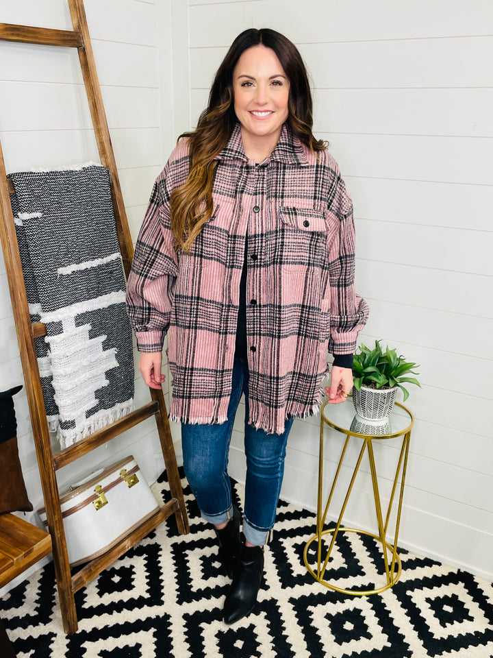 Polished In Pink Plaid Shacket