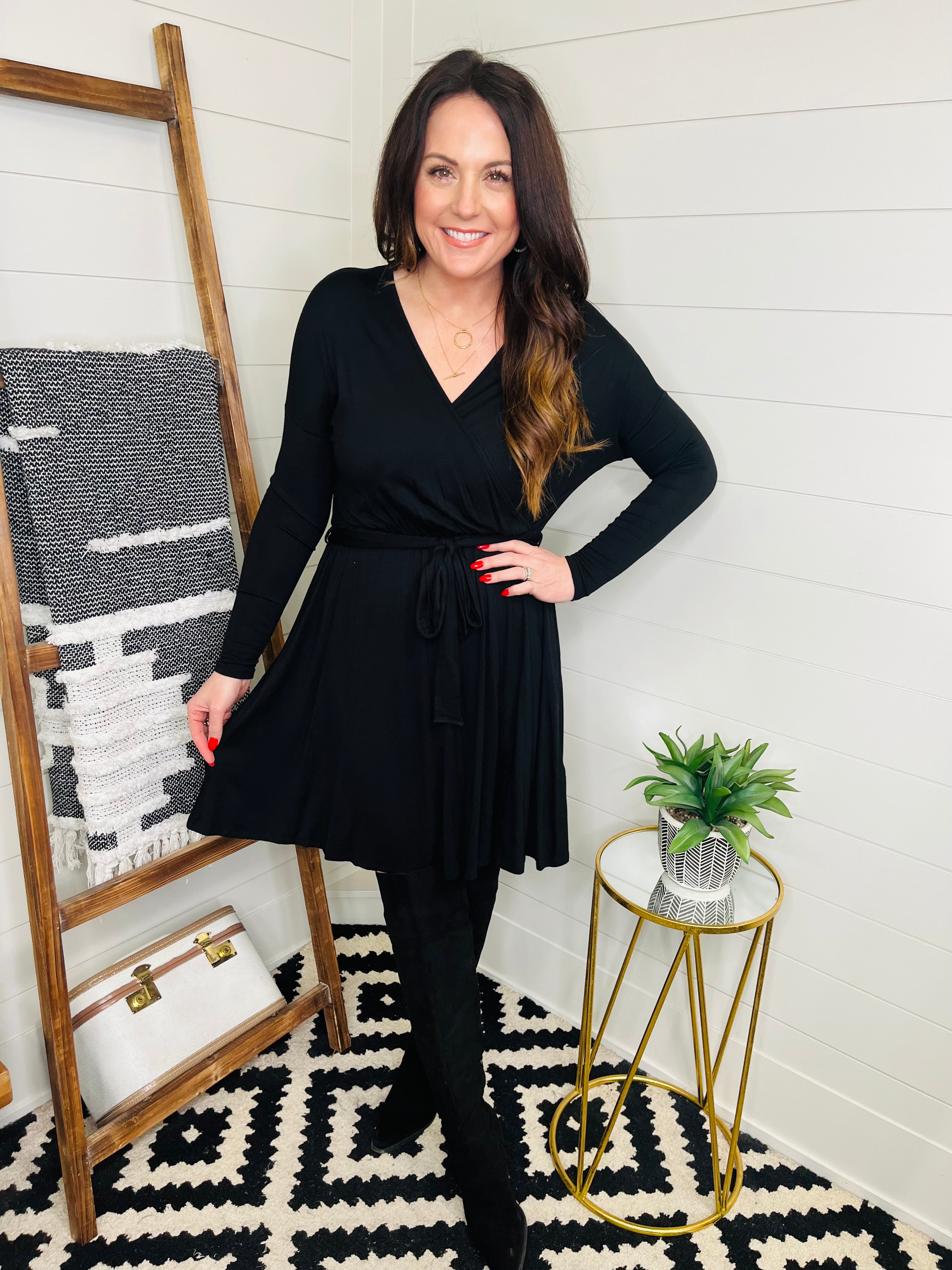 Faux Wrap T-Shirt Dress LoveLindsey Faux Wrap T-Shirt Dress LoveLindsey