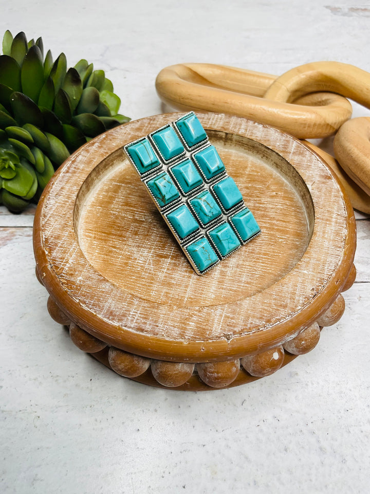Turquoise 2” Rectangle Ring