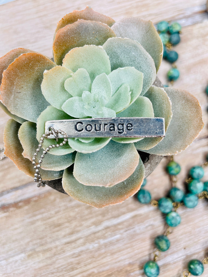 Courage Silver Tag Necklace