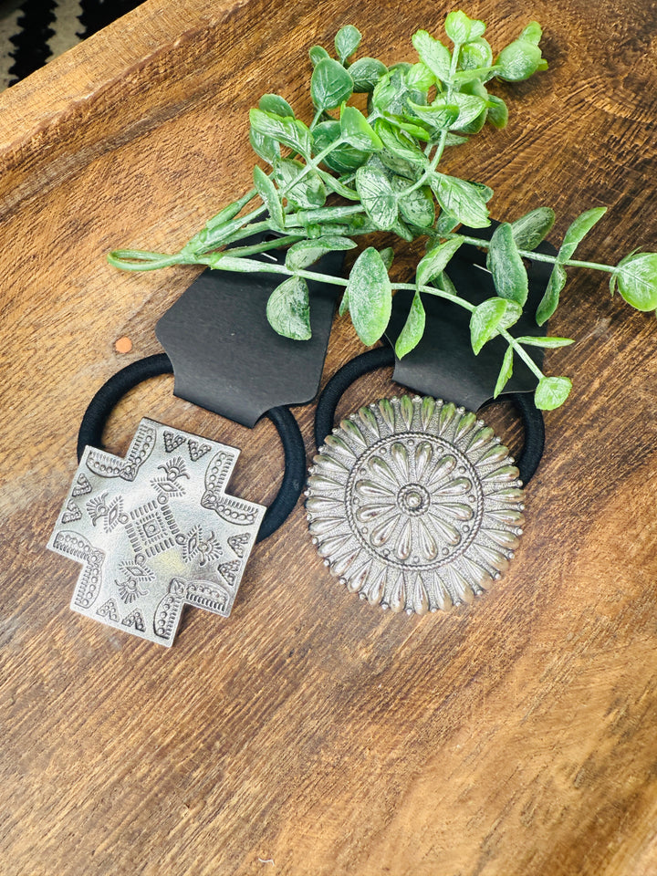 Silver Concho Hair Tie: 2 Options