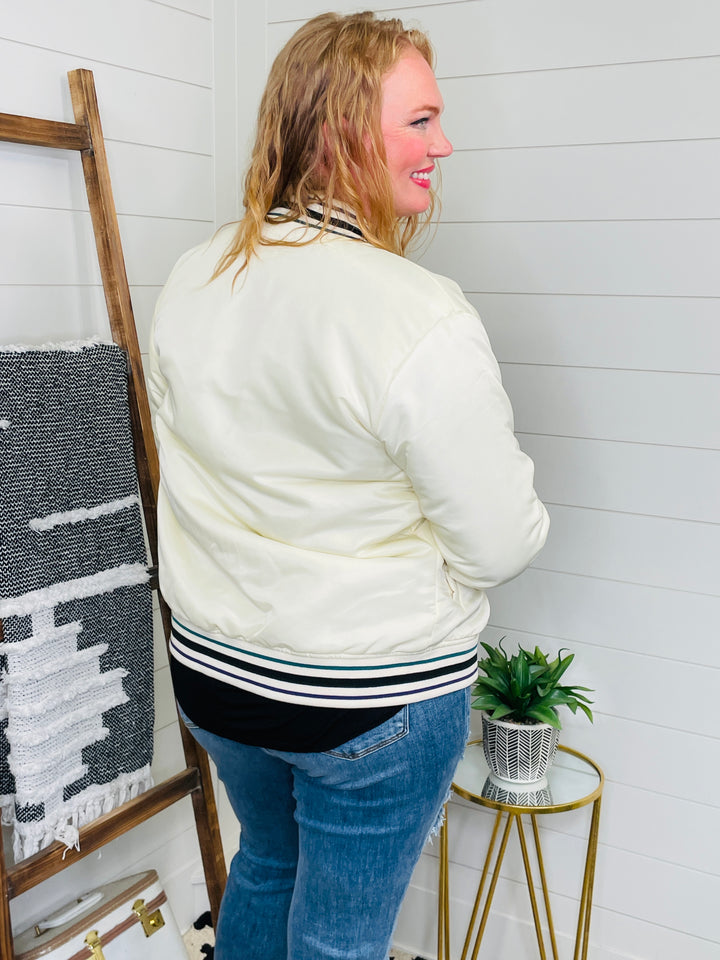End Zone Ready Oversized Letterman Jacket