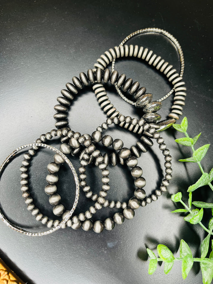Navajo Pearl and Sparkle Bracelet Stack
