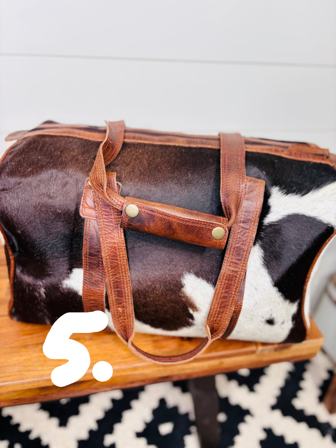 Love Lindsey Leather Cowhide Weekender