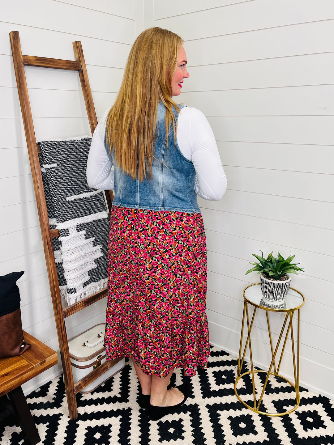 Boho Floral Midi Skirt