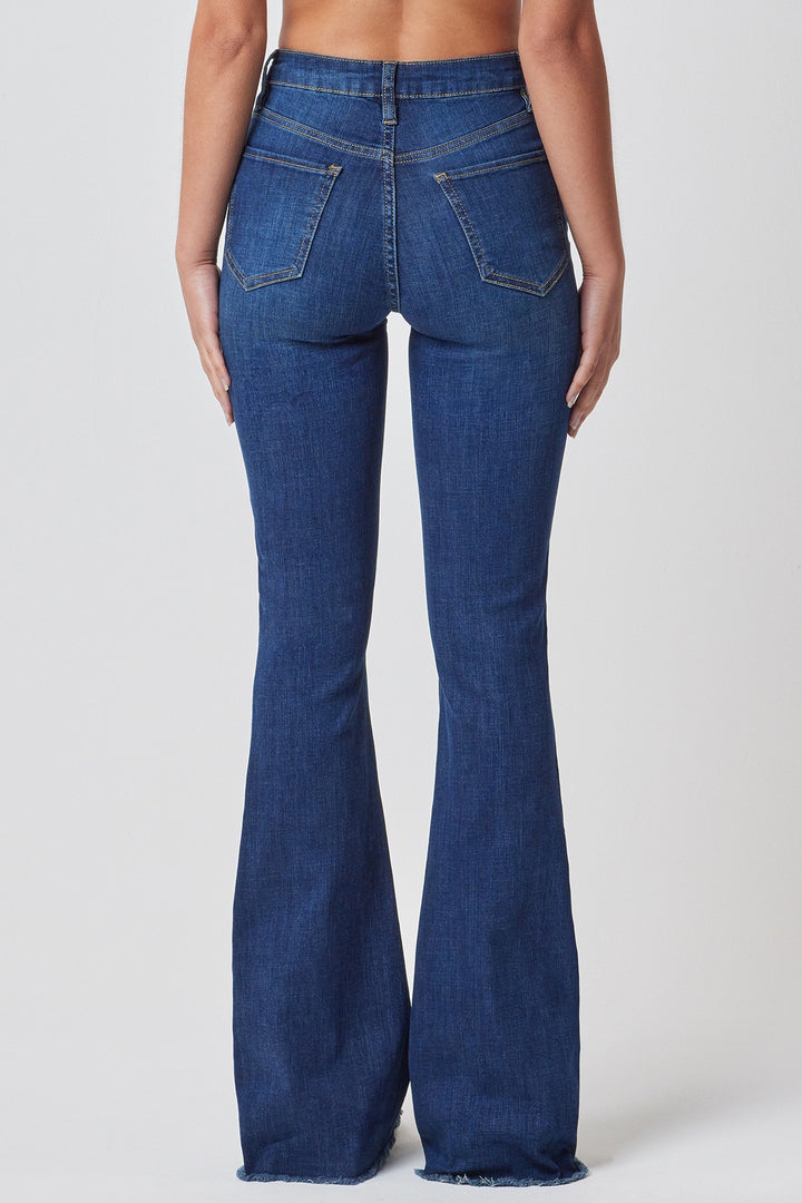 YMI High Rise Flare Frayed Hem Jean