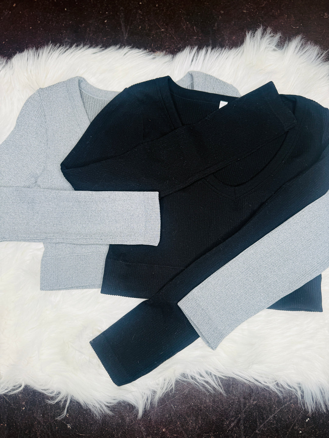 Ribbed Cropped Long Sleeve Top