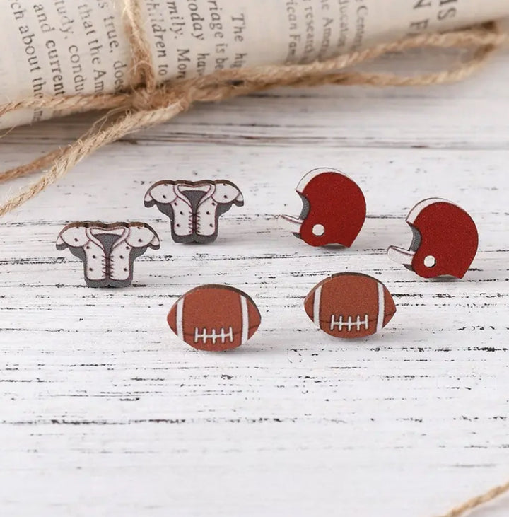 Huddle Ready Football Stud Earring Set