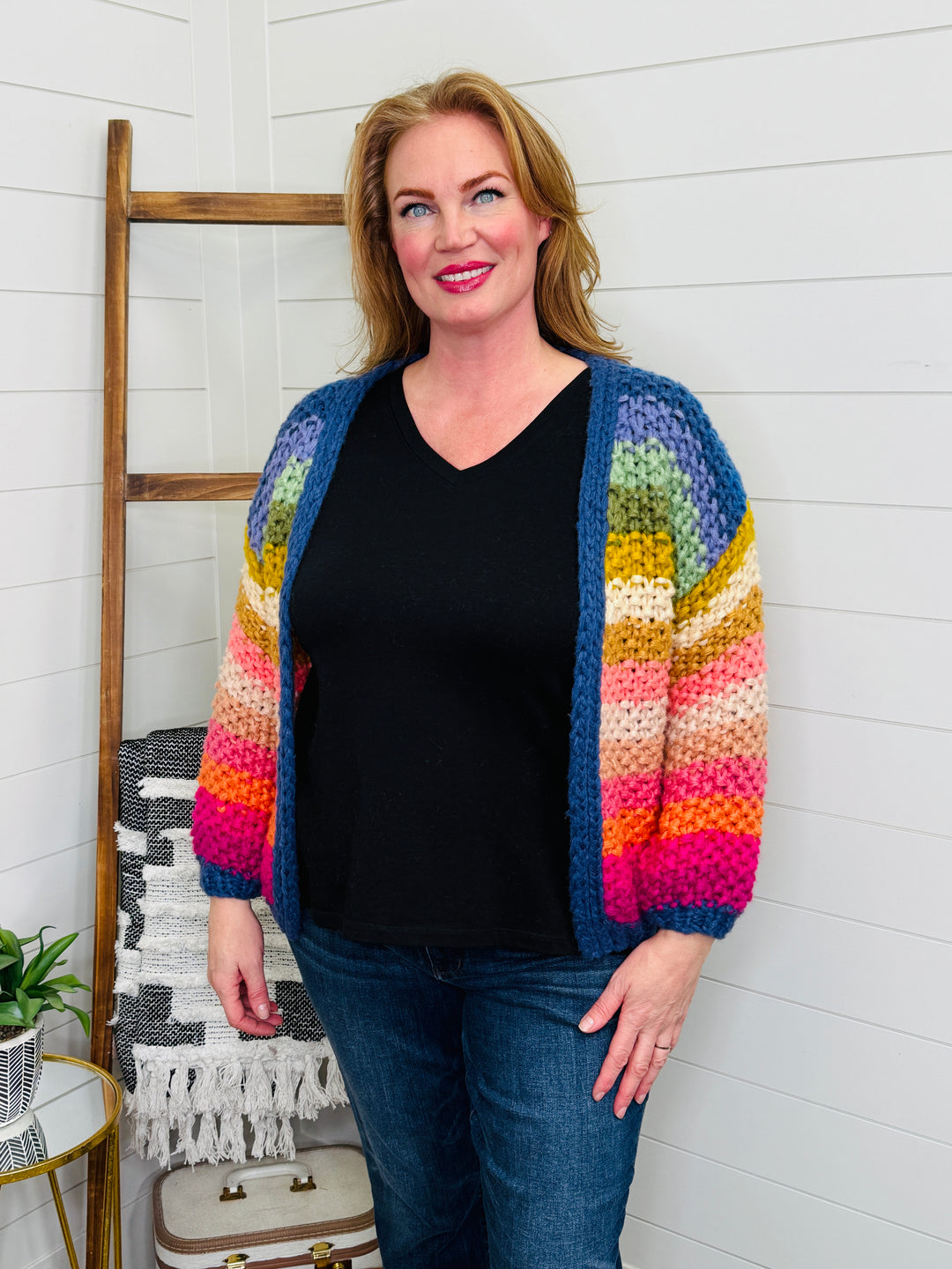 Rainbow Chunky Knit Cardigan