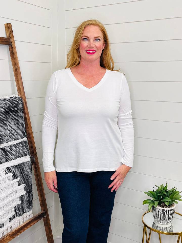 Everyday V Neck Long Sleeve Tee : 3 Colors