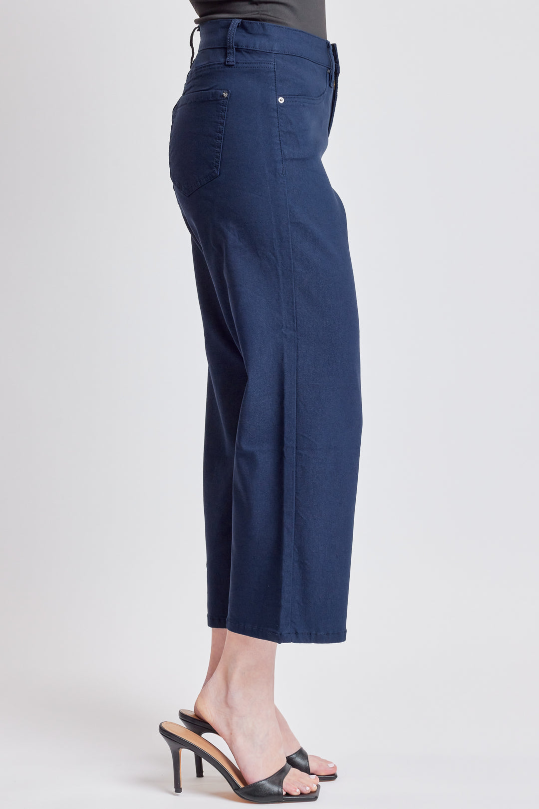 YMI Hyperstretch Wide Leg Cropped Jeans : Navy