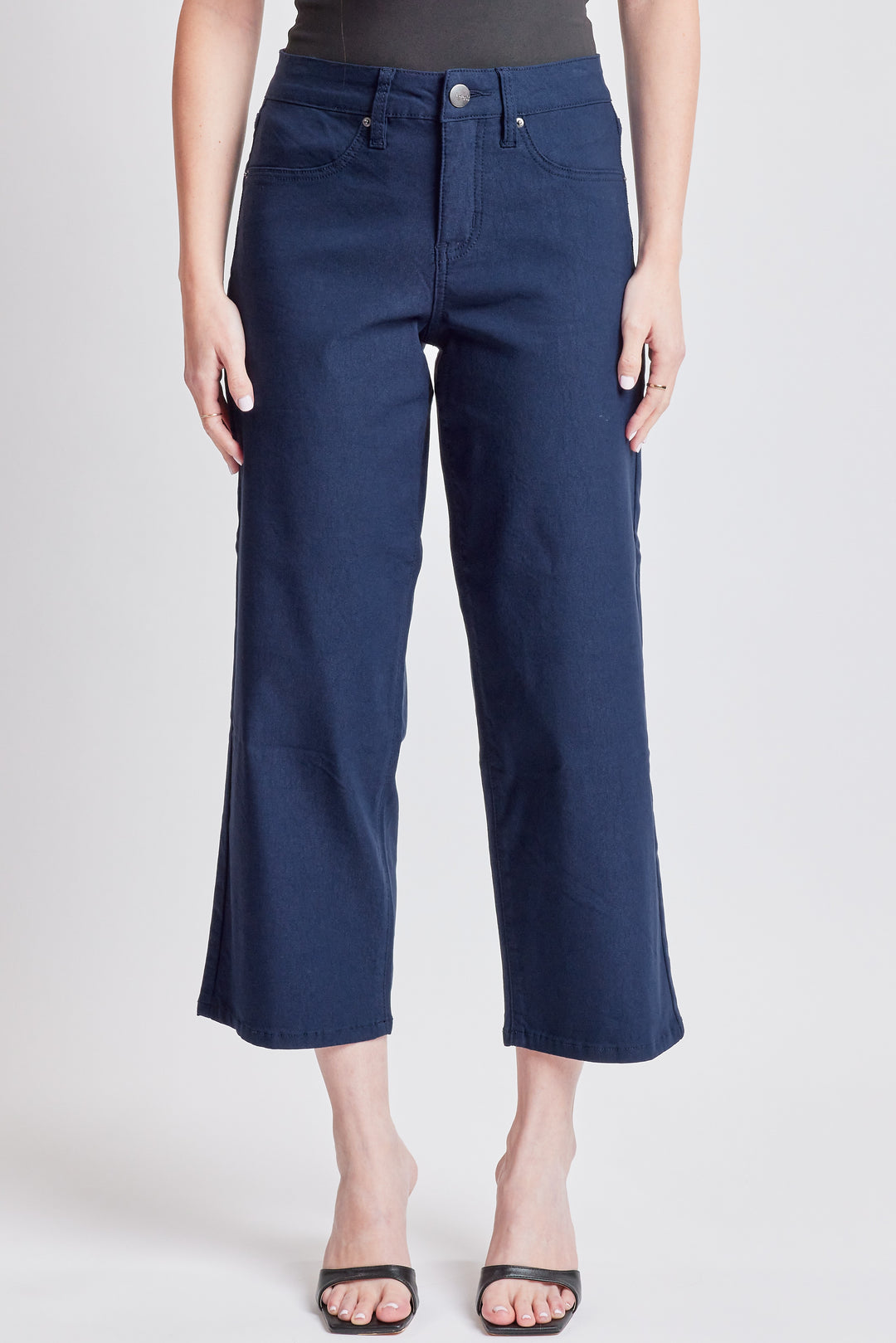 YMI Hyperstretch Wide Leg Cropped Jeans : Navy