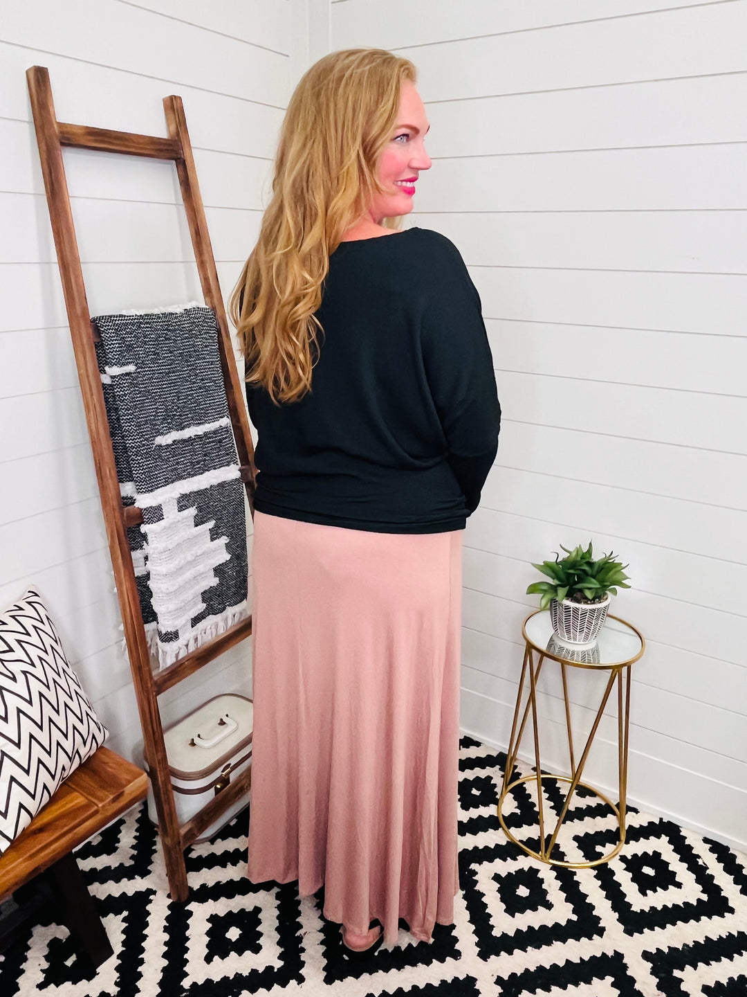 Mocha Drawstring Waist Maxi Skirt