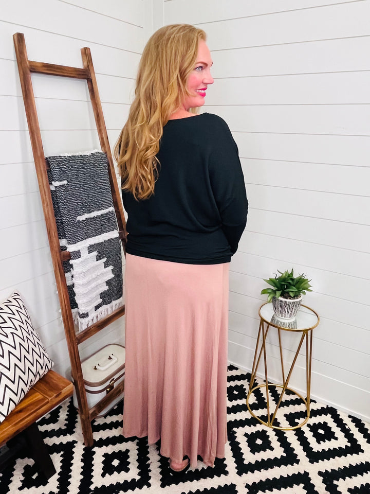 Mocha Drawstring Waist Maxi Skirt