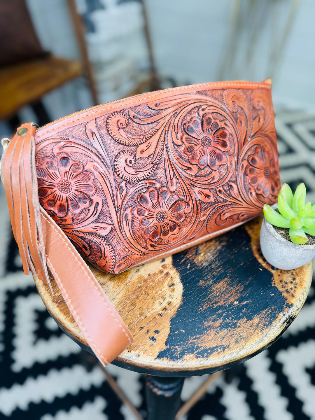 Carly Tooled Leather Clutch
