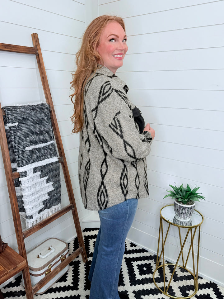 Patch Pocket Aztec Shacket