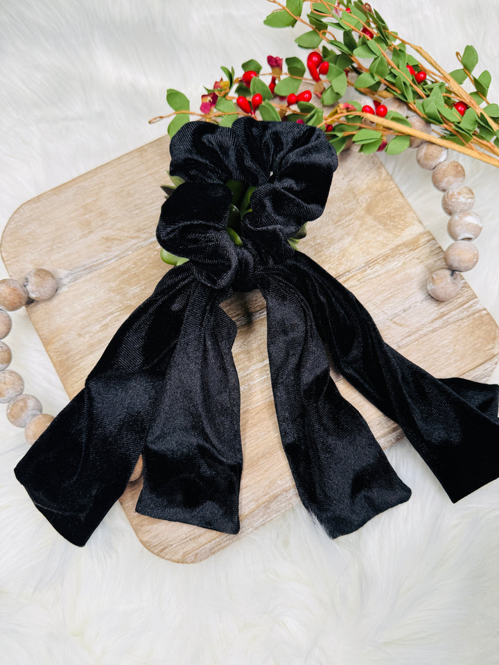 Velvet Retro Scrunchie Bow