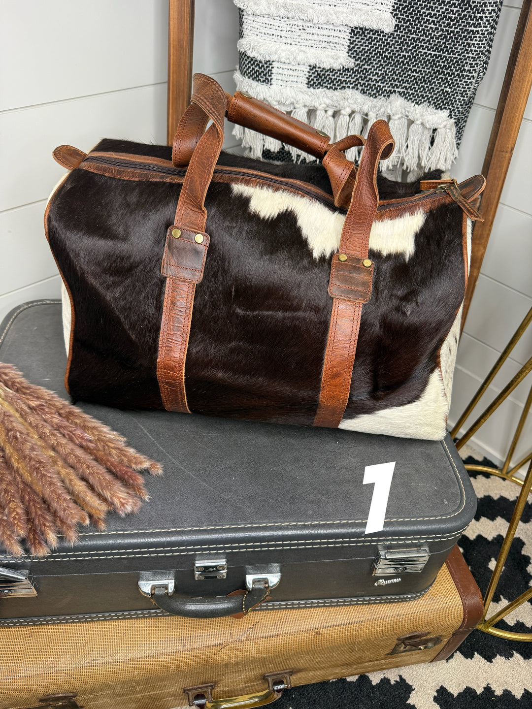Love Lindsey Leather Cowhide Weekender