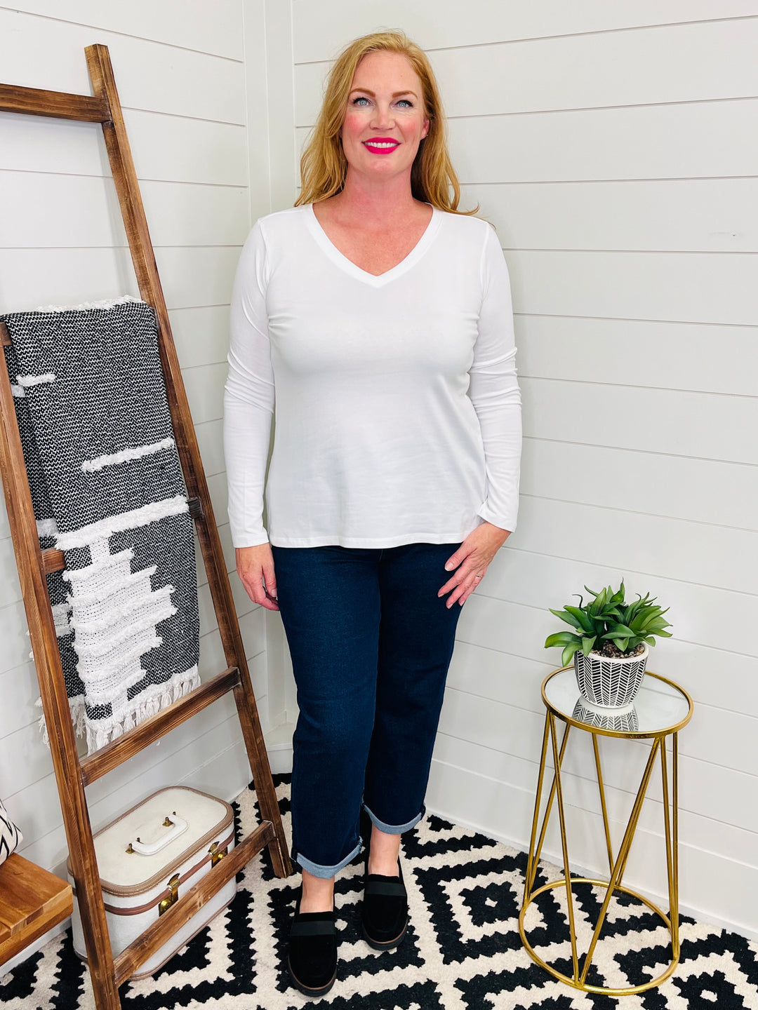 Everyday V Neck Long Sleeve Tee : 3 Colors