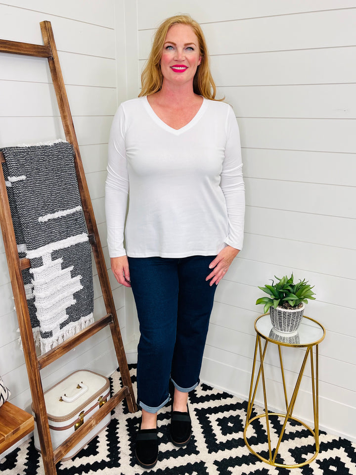 Everyday V Neck Long Sleeve Tee : 3 Colors