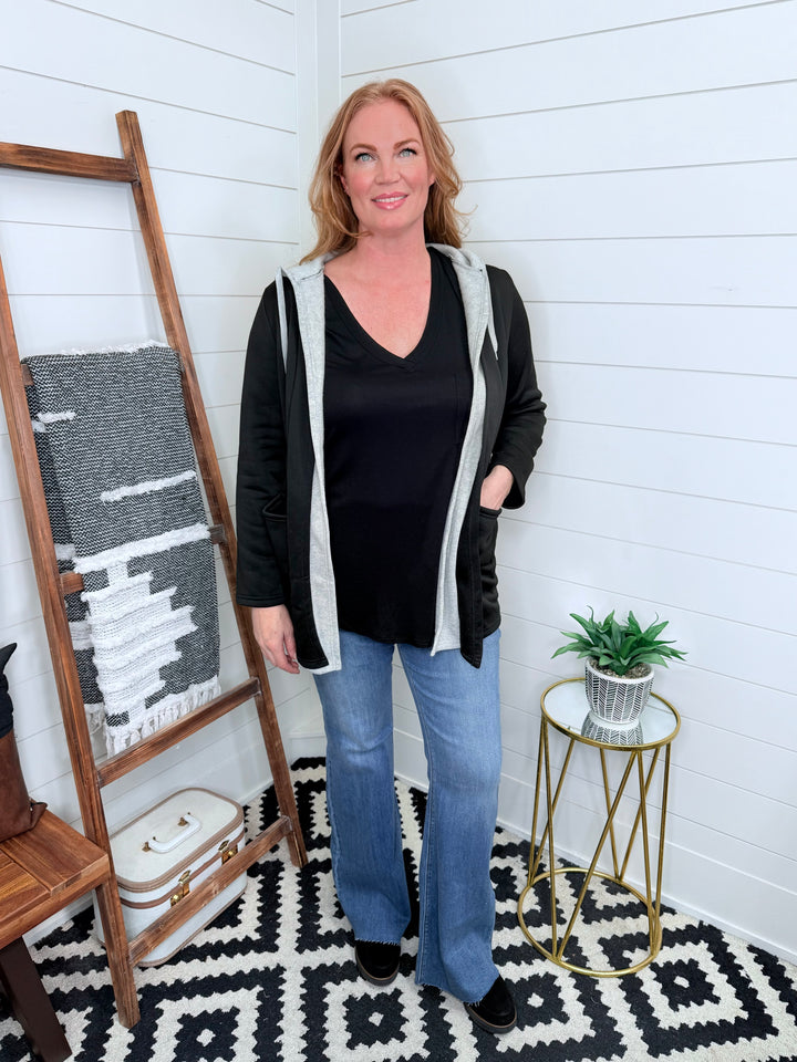 Drawstring Hooded Jacket Blazer