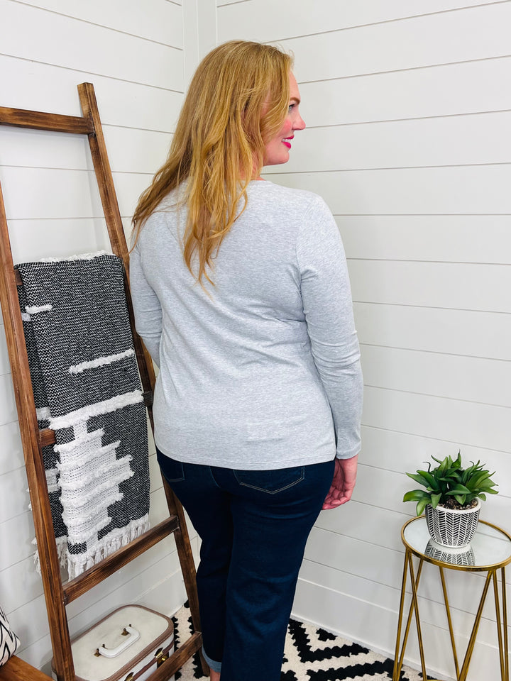 Everyday V Neck Long Sleeve Tee : 3 Colors