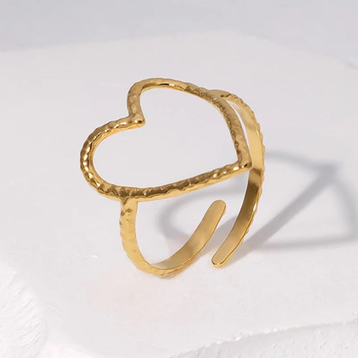 Hollow Heart Adjustable Ring