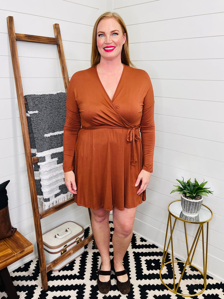 Cognac Wrap Dress