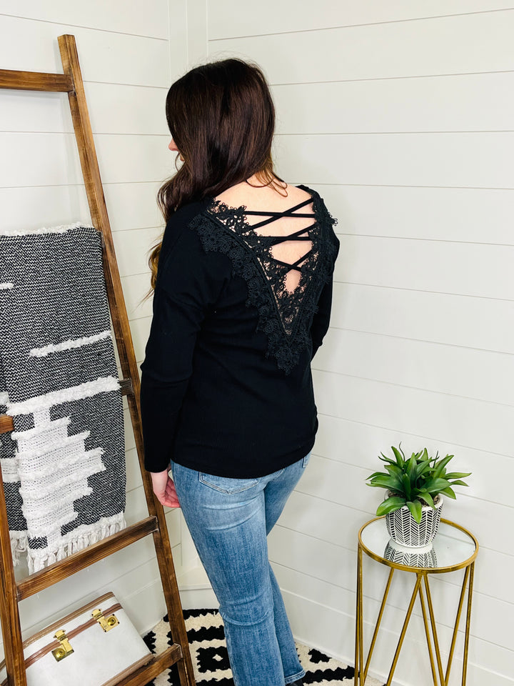 Black Lace Back Sweater