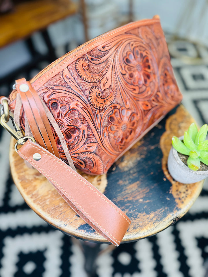 Carly Tooled Leather Clutch