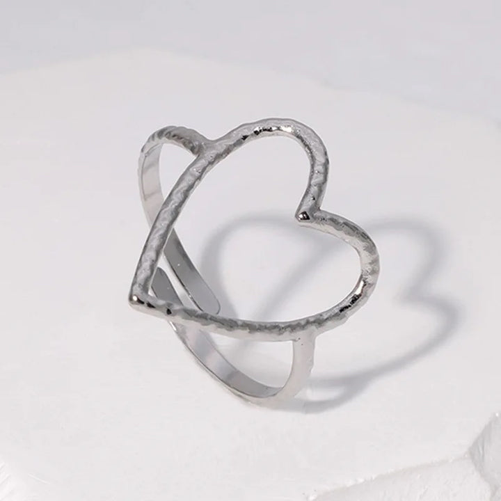 Hollow Heart Adjustable Ring