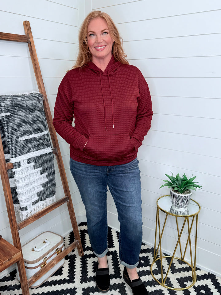 Burgundy Textured Hoodie