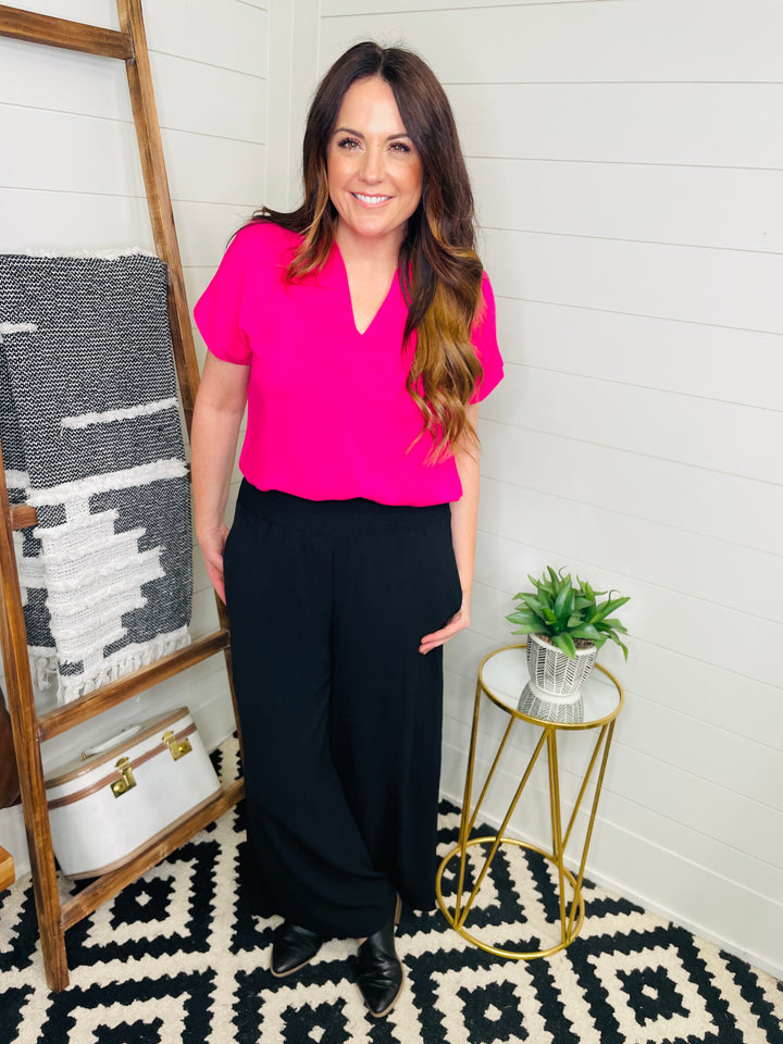 Love Lindsey Wide Leg Smocked Waistband Dress Pant