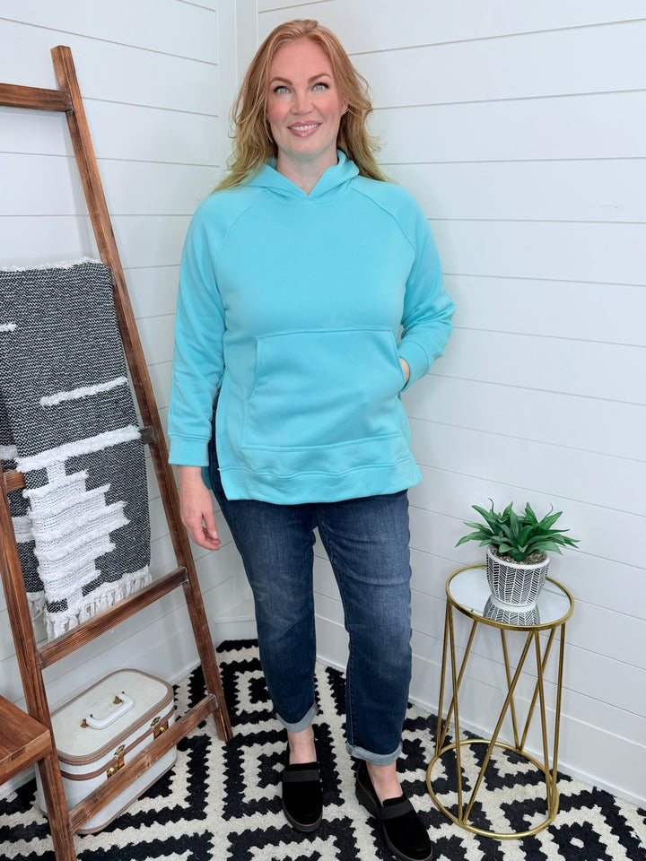 Side Slit Raglan Sleeve Hoodie : 2 Colors