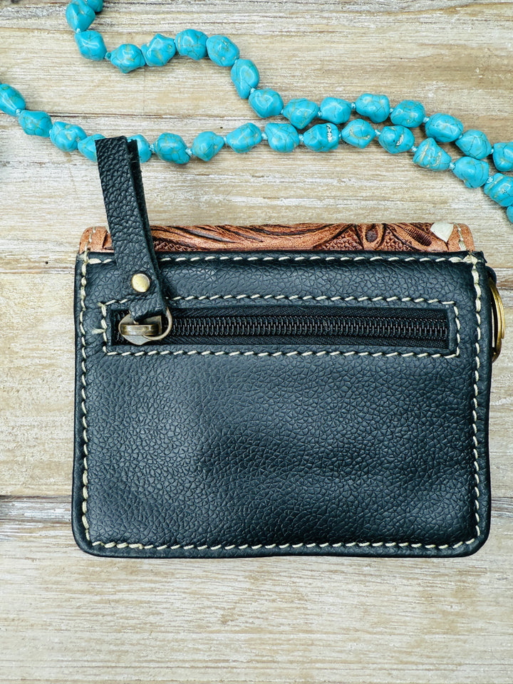 Tooled Cowhide Wristlet Cardholder