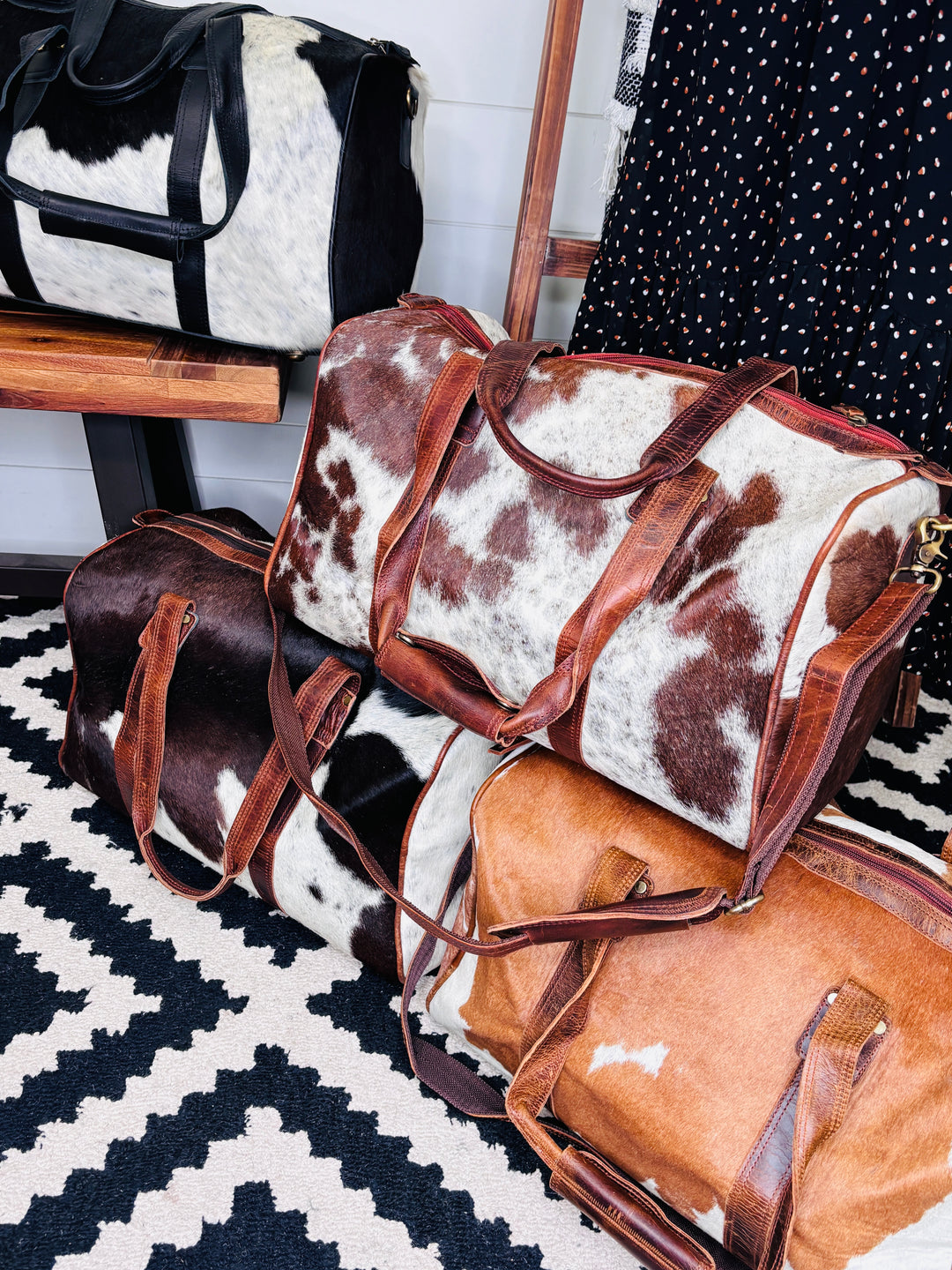 Love Lindsey Leather Cowhide Weekender