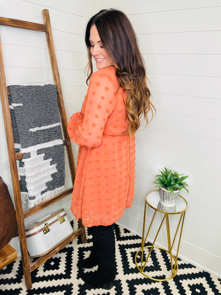 Love Lindsey Terracotta Dot Dress