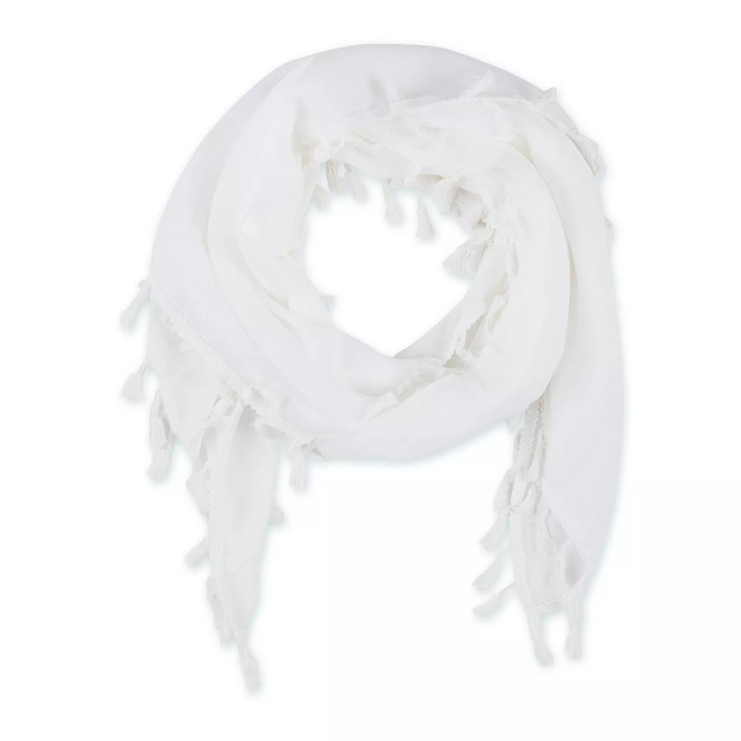 Beach Ready White Fringe Pom Detail Sarong