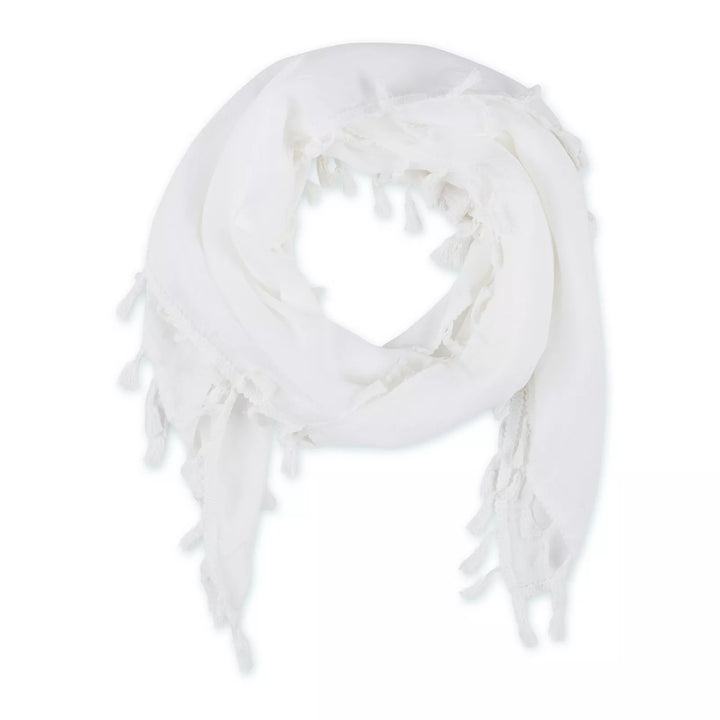 Beach Ready White Fringe Pom Detail Sarong