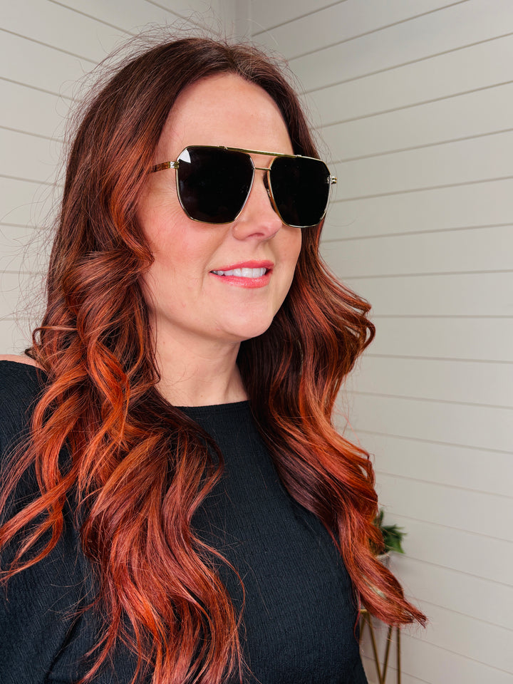 Squared Aviator Sunglasses: 2 Colors