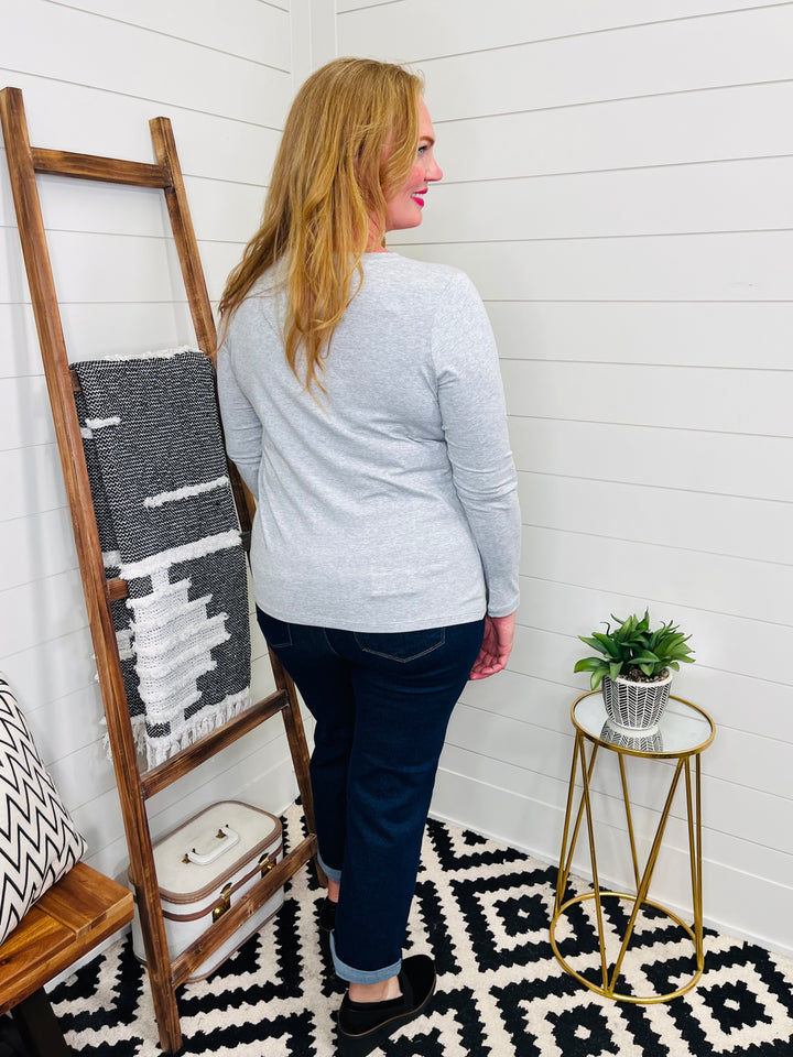 Everyday V Neck Long Sleeve Tee : 3 Colors