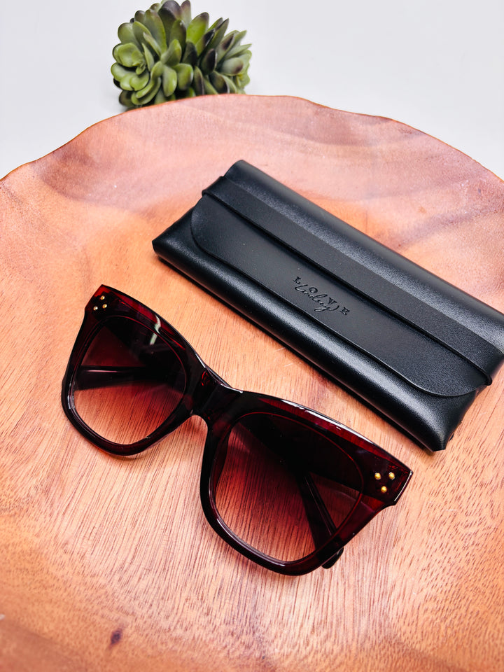 Dark Burgundy Brown Ombré Lens Sunglasses