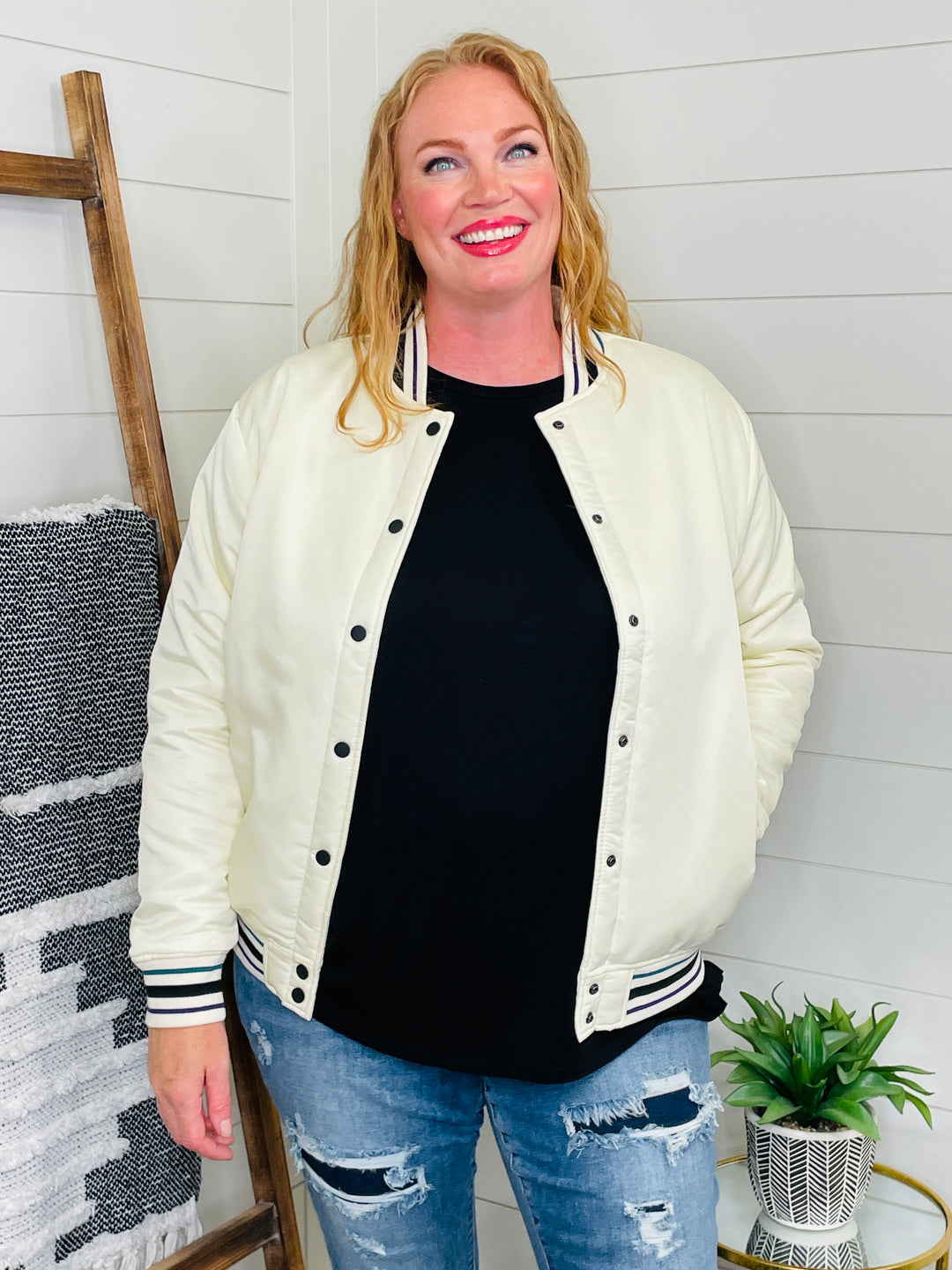End Zone Ready Oversized Letterman Jacket
