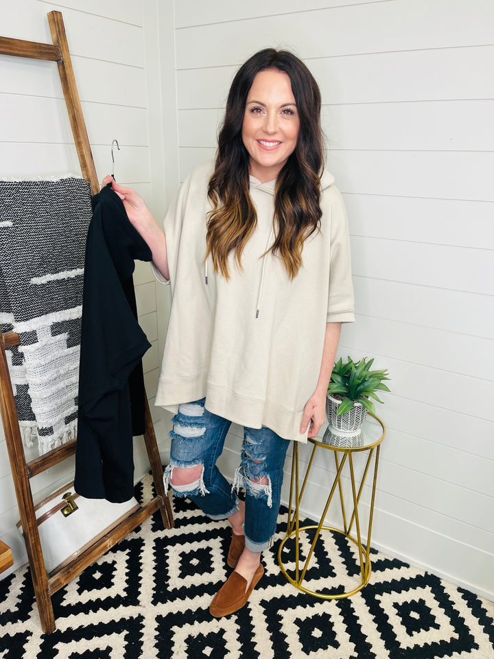 Oversized Half Sleeve Hoodie : 2 Colors