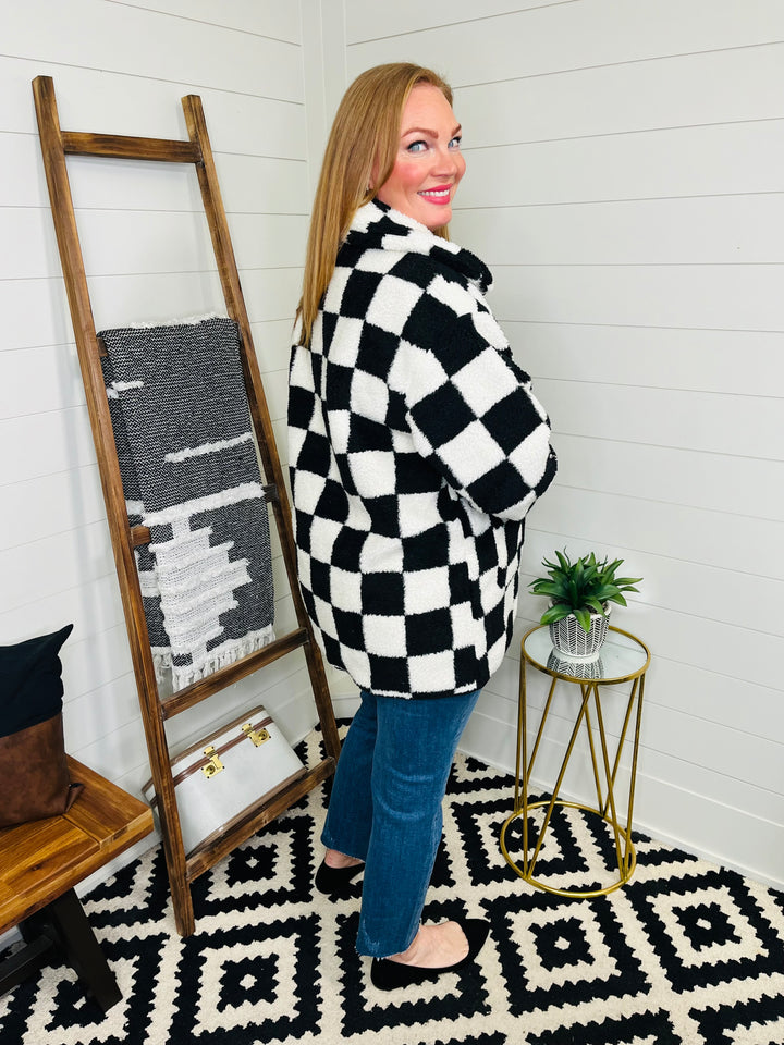 Checkered Chic Sherpa Jacket