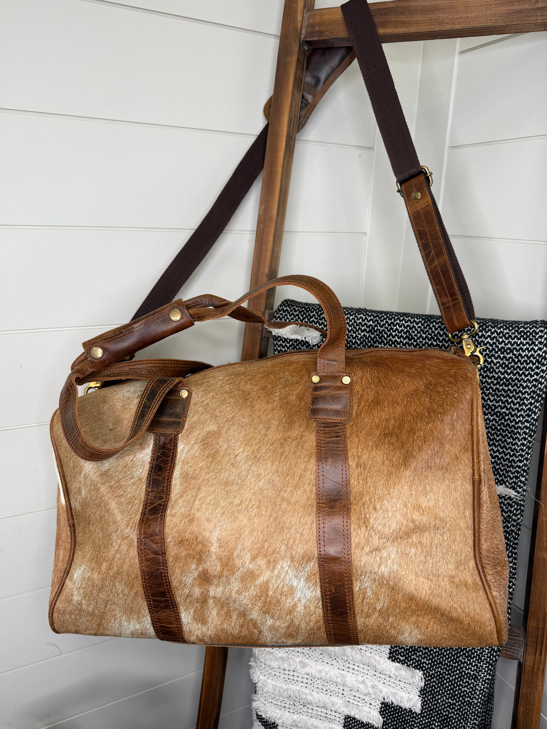 Love Lindsey Leather Cowhide Weekender