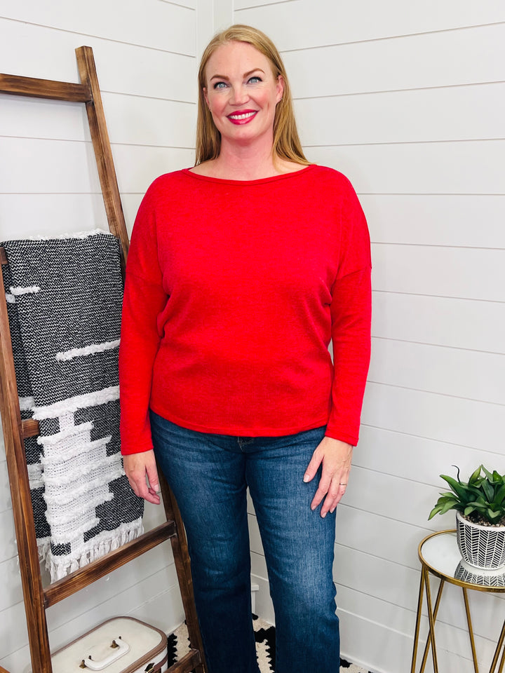 Ruby Red Dolman Knit Top