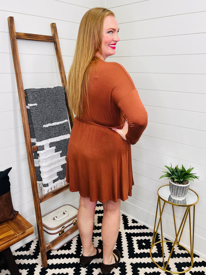 Cognac Wrap Dress